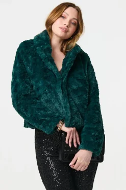 Faux Fur Cropped Long Sleeve Jacket