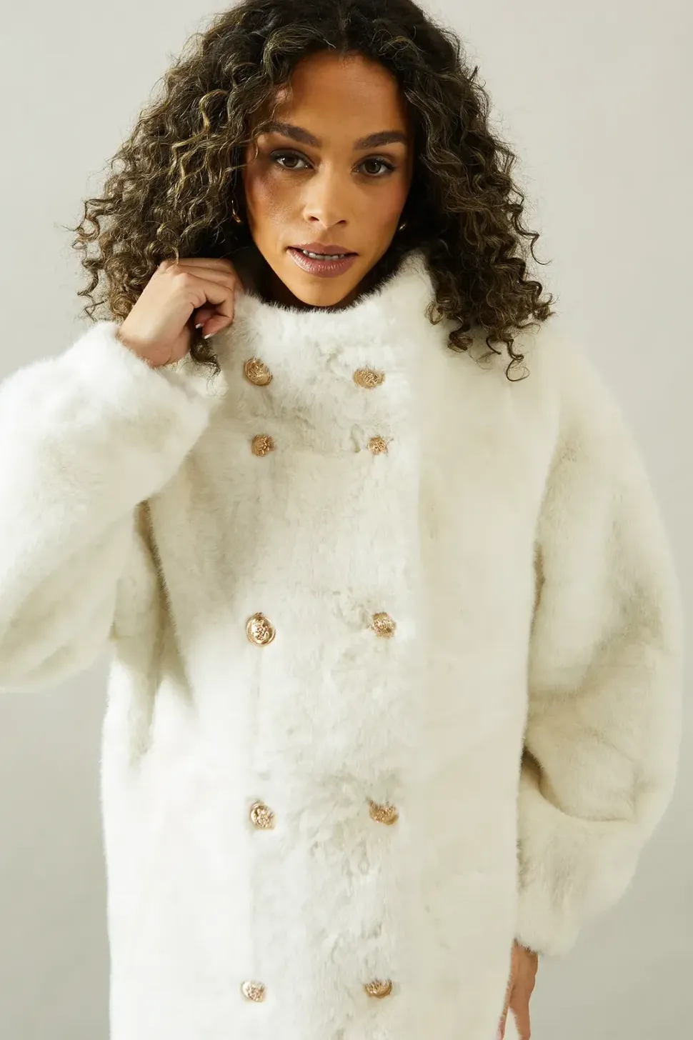 Faux Fur Double breasted Coat