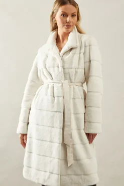 Faux Fur Funnel Neck Coat