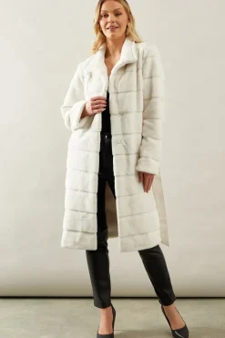 Faux Fur Funnel Neck Coat