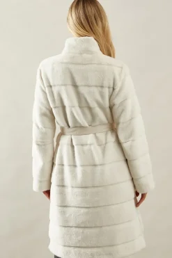 Faux Fur Funnel Neck Coat
