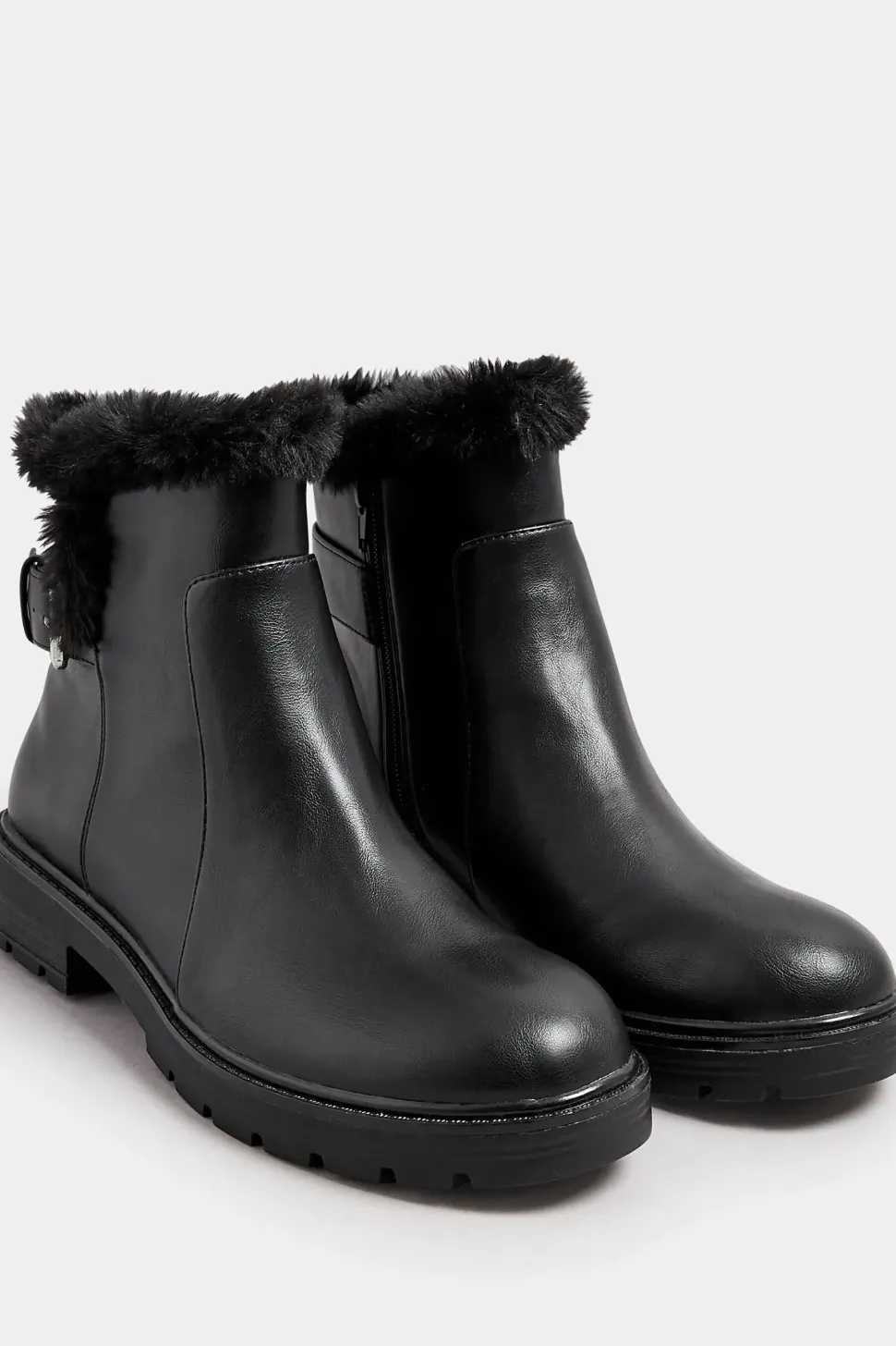 Faux Fur Lined Biker Boots In Standard Fit