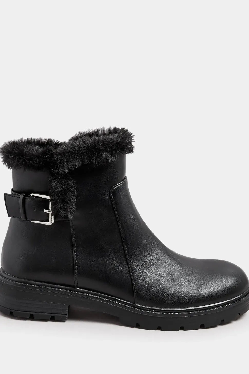 Faux Fur Lined Biker Boots In Standard Fit