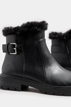 Faux Fur Lined Biker Boots In Standard Fit