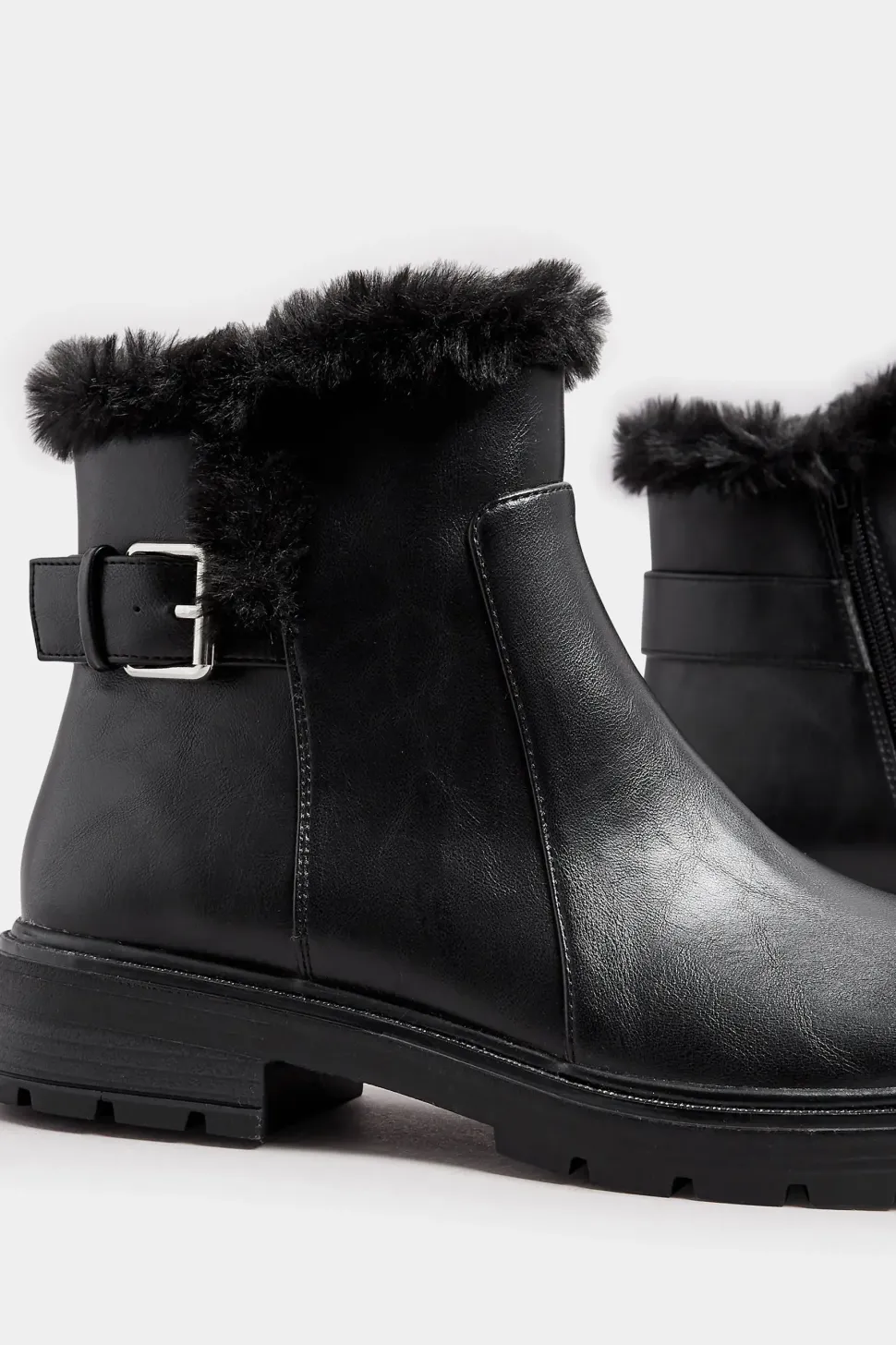 Faux Fur Lined Biker Boots In Standard Fit
