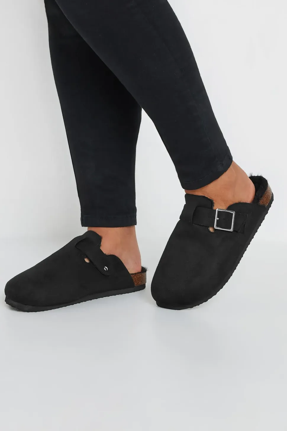 Faux Fur Lined Clogs In Extra Wide Fit