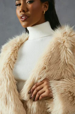 Faux Fur Long Collar Coat
