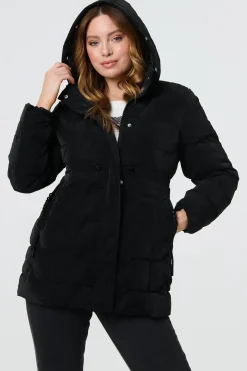 Faux Fur Padded Zip-Up Hooded Jacket