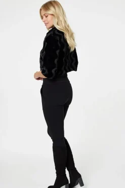 Faux Fur 1/2 Sleeve Cropped Jacket