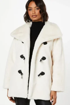 Faux Fur Tab Coat