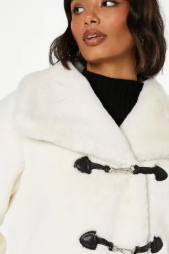 Faux Fur Tab Coat