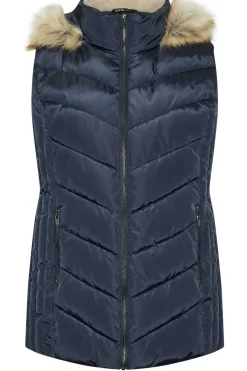 Faux Fur Trim Padded Gilet