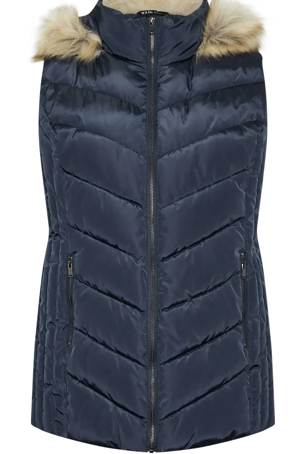 Faux Fur Trim Padded Gilet