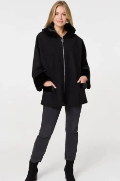 Faux Fur Trim Zip-Up Relaxed Jacket