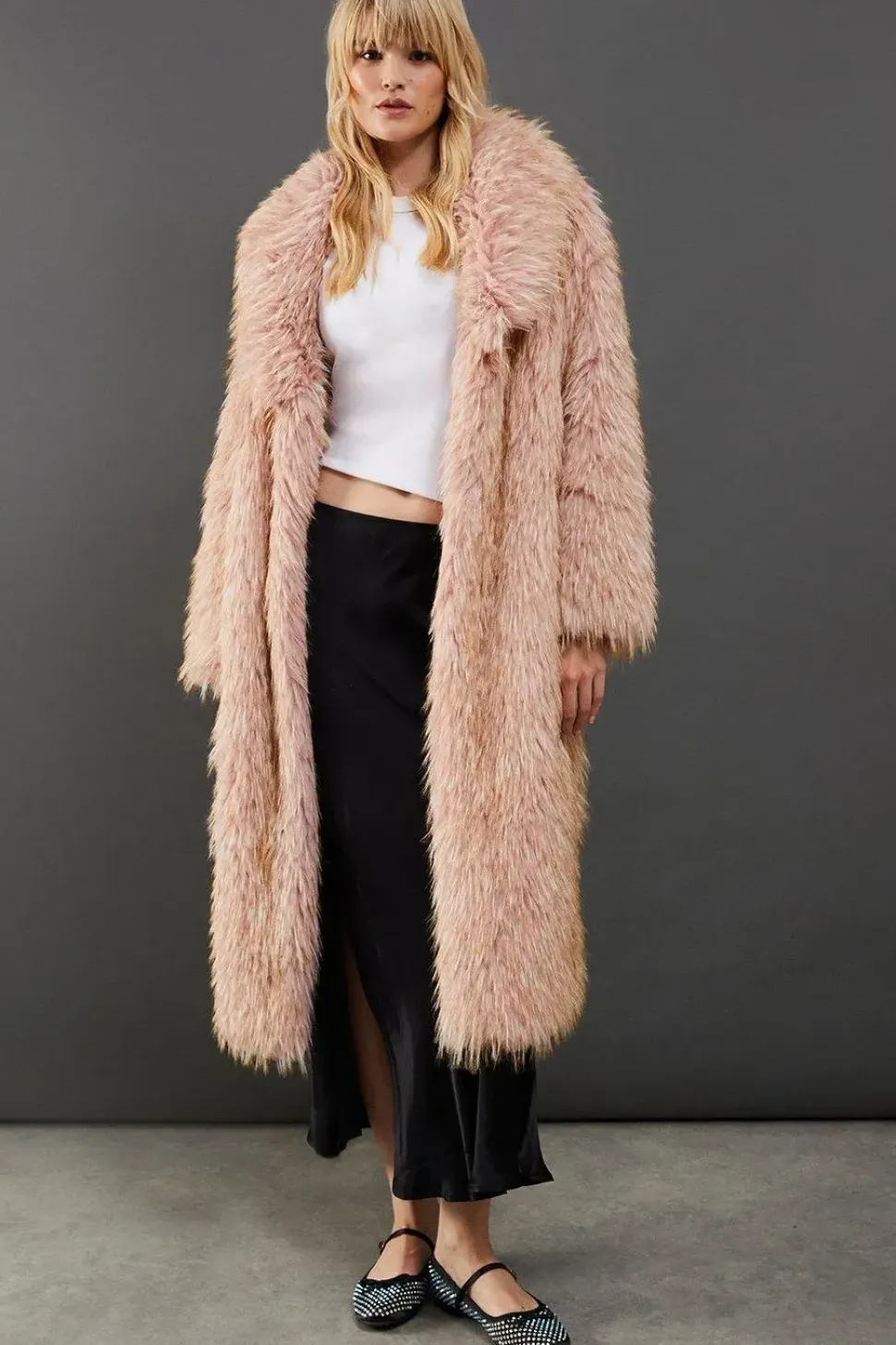 Faux Fur Two Tone Coat