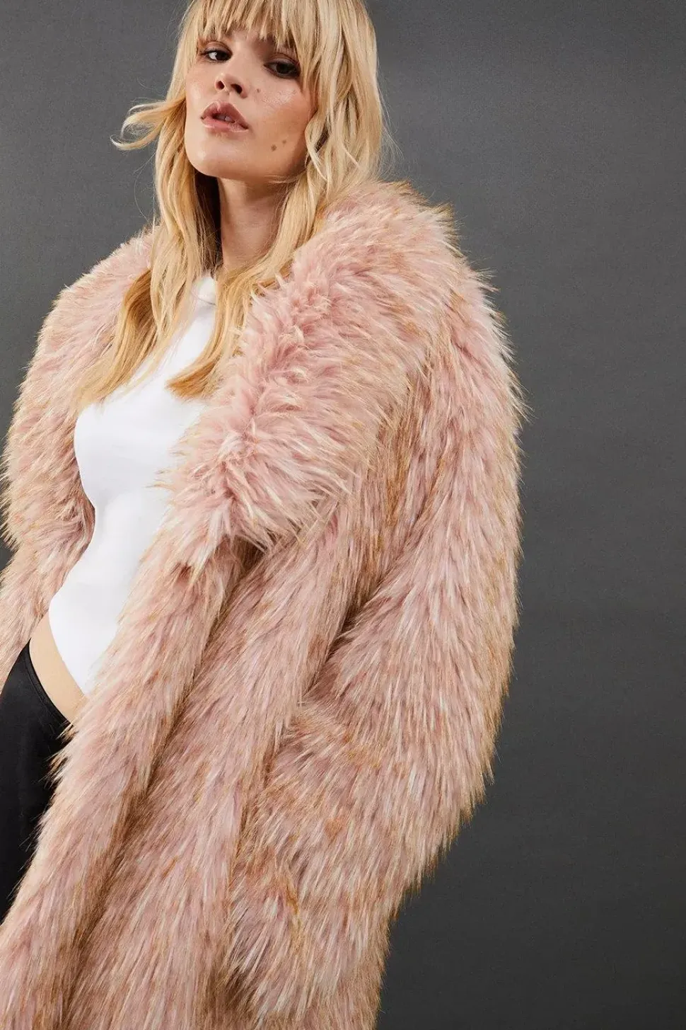 Faux Fur Two Tone Coat