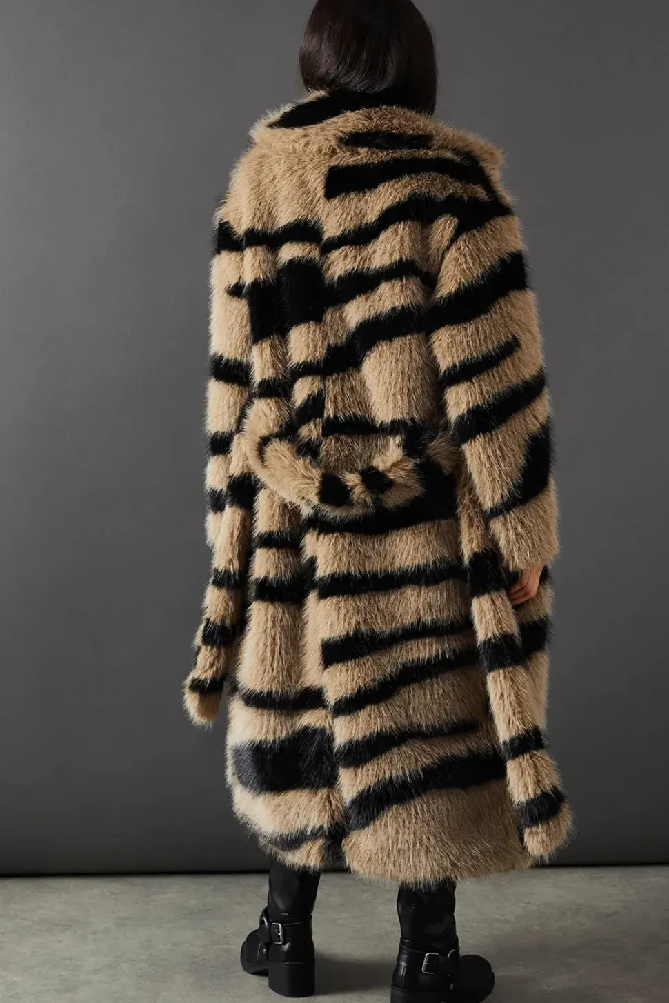 Faux Fur Zebra Print Coat