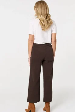 Faux Leather Belt Corduroy Trousers