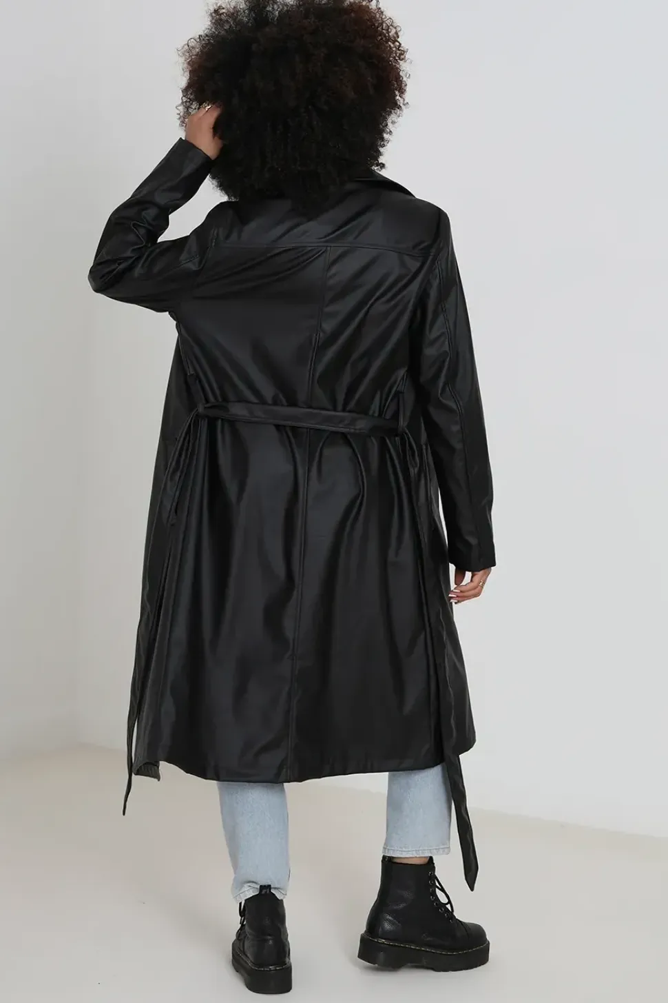 Faux Leather Double Breasted Trenchcoat