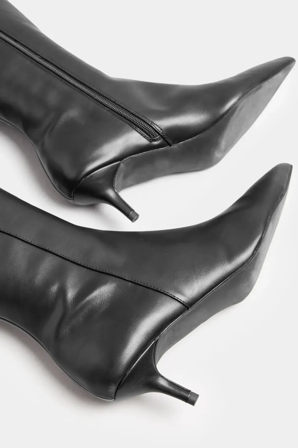 Faux Leather Knee High Heeled Boots
