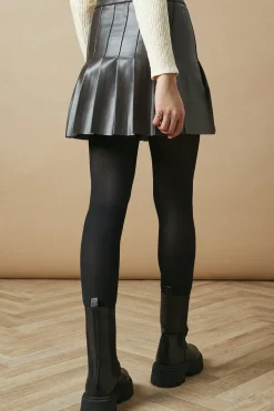 Faux Leather Pleated Mini Skirt