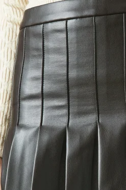 Faux Leather Pleated Mini Skirt