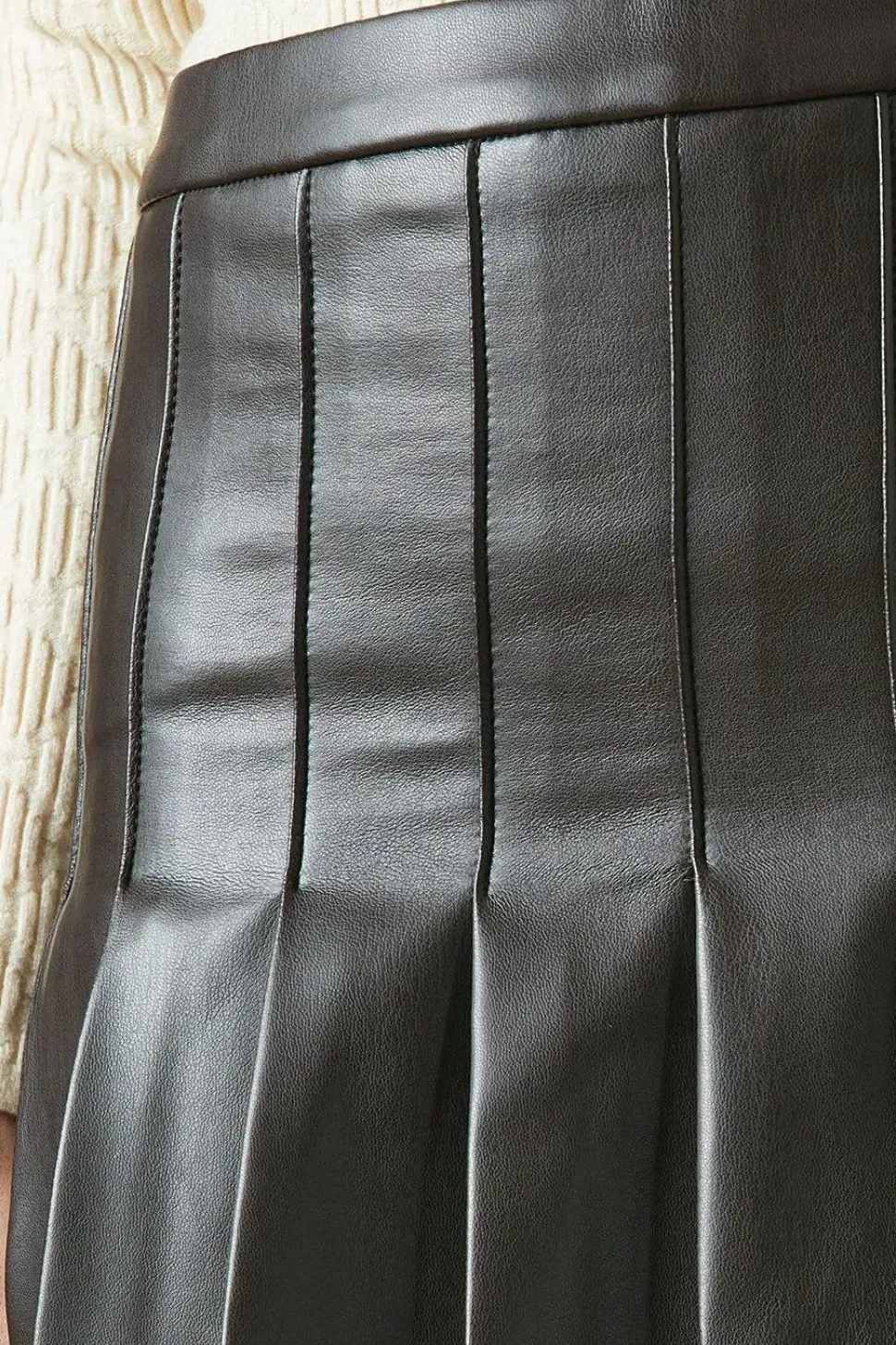 Faux Leather Pleated Mini Skirt