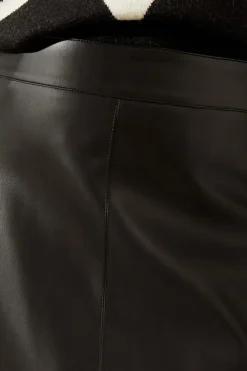 Faux Leather Seam Detail A Line Skirt