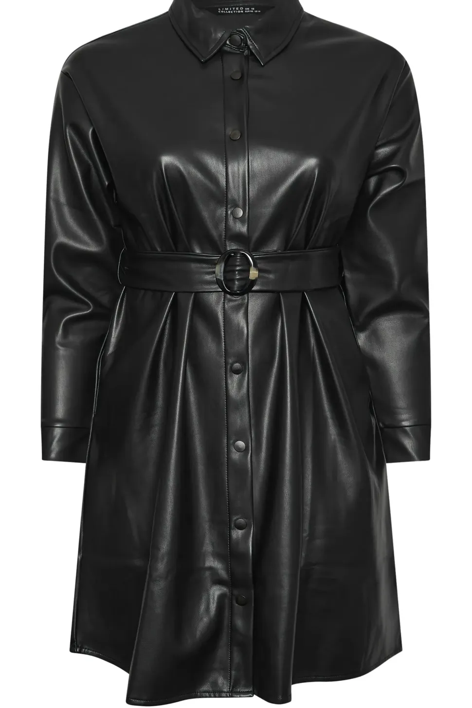 Faux Leather Shirt Dress