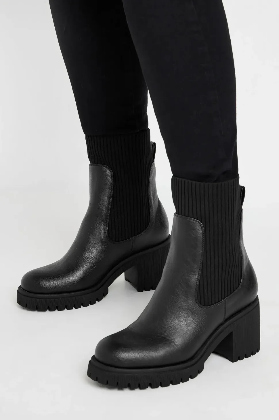 Faux Leather Sock Chelsea Boots
