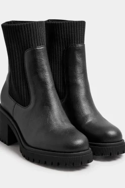 Faux Leather Sock Chelsea Boots