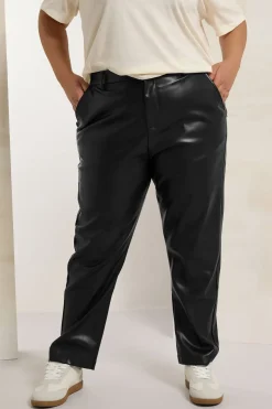 Faux Leather Straight Leg Trousers