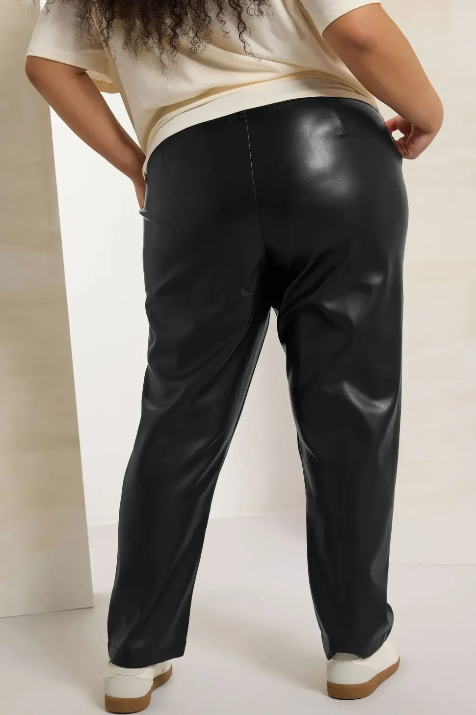 Faux Leather Straight Leg Trousers