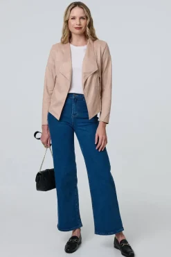 Faux Leather Waterfall Front Crop Jacket