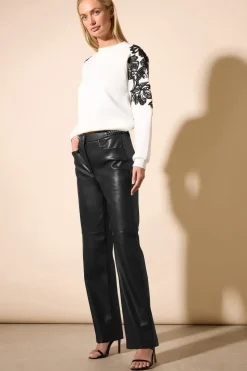 Faux Leather Wide Leg Trousers