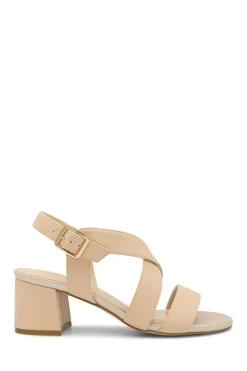 Faux Leather 'Idelle' Low Block Heel Sandals