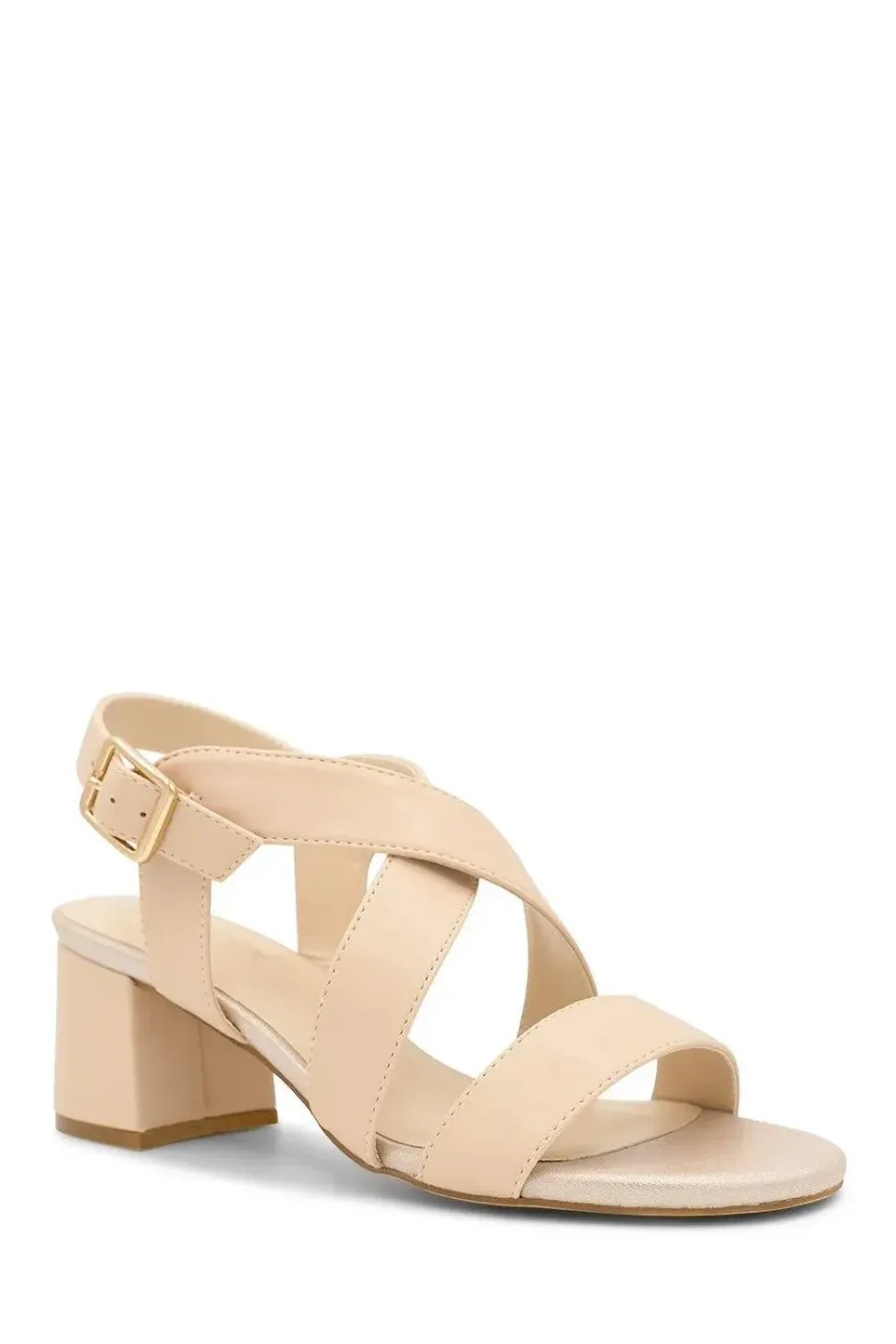 Faux Leather 'Idelle' Low Block Heel Sandals