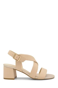 Faux Leather 'Idelle' Low Block Heel Sandals