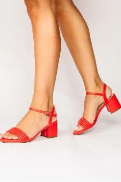 Faux Leather 'Ilaria' Mid block Heel Tubular Sandals