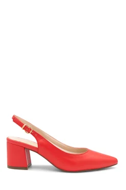 Faux Leather 'Isadora' Mid Block Heel Sling back Court Shoes