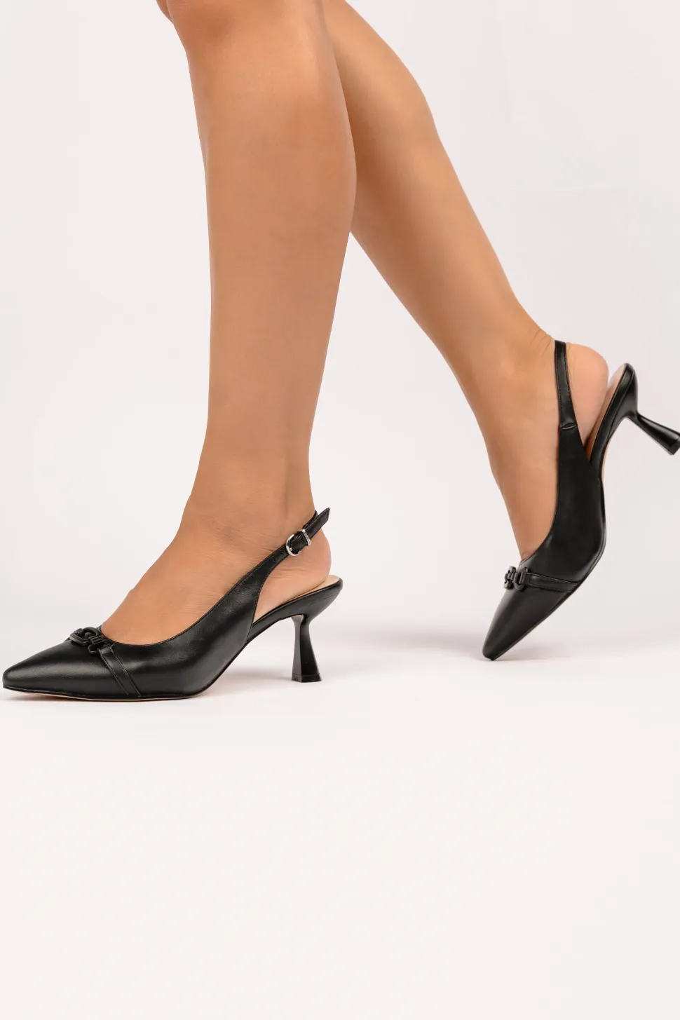 Faux Leather 'Ivonne' Mid Heel Slingback Court Shoe