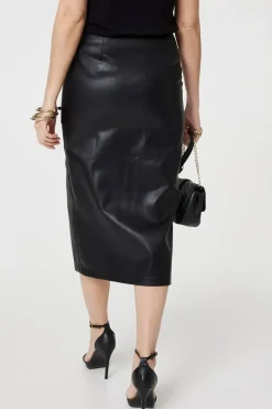 Faux Leather Zip Detail Pencil Skirt