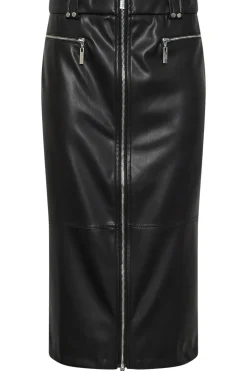 Faux Leather Zip Detail Skirt