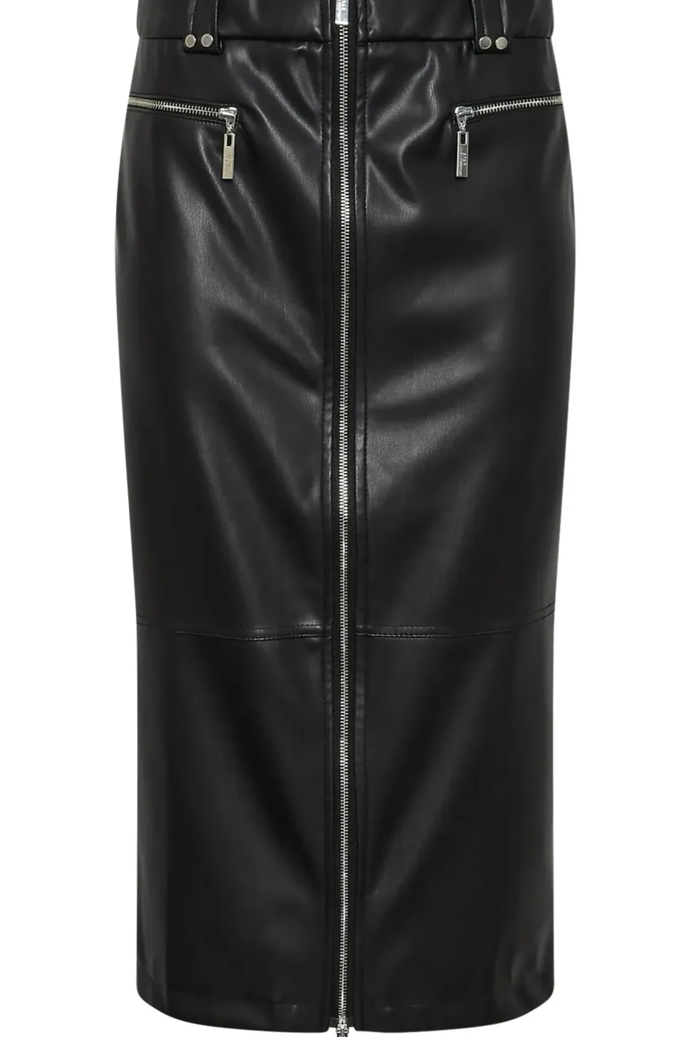 Faux Leather Zip Detail Skirt