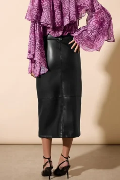 Faux Leather Zip Detail Skirt