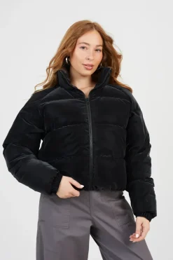 Faux Sharkskin Puffer Jacket