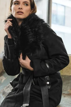Faux Suede Belted Jacket