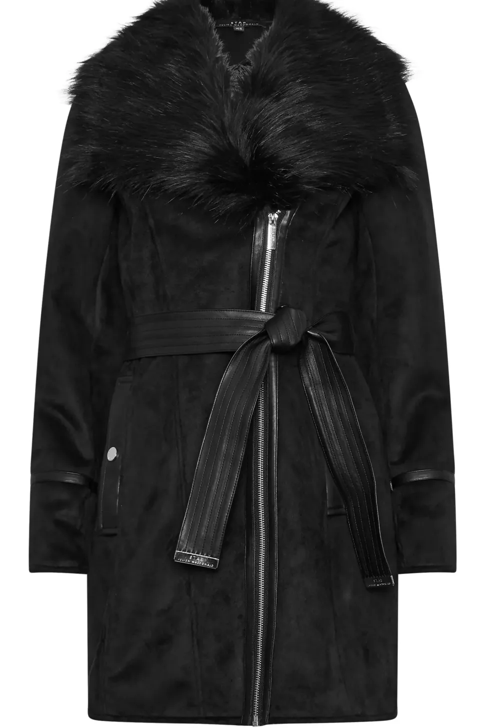 Faux Suede Belted Jacket