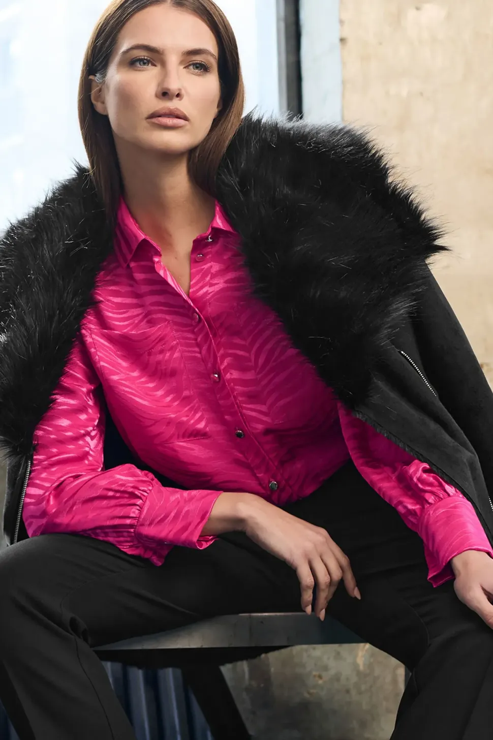 Faux Suede Belted Jacket
