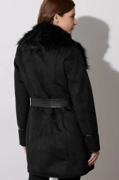 Faux Suede Belted Jacket